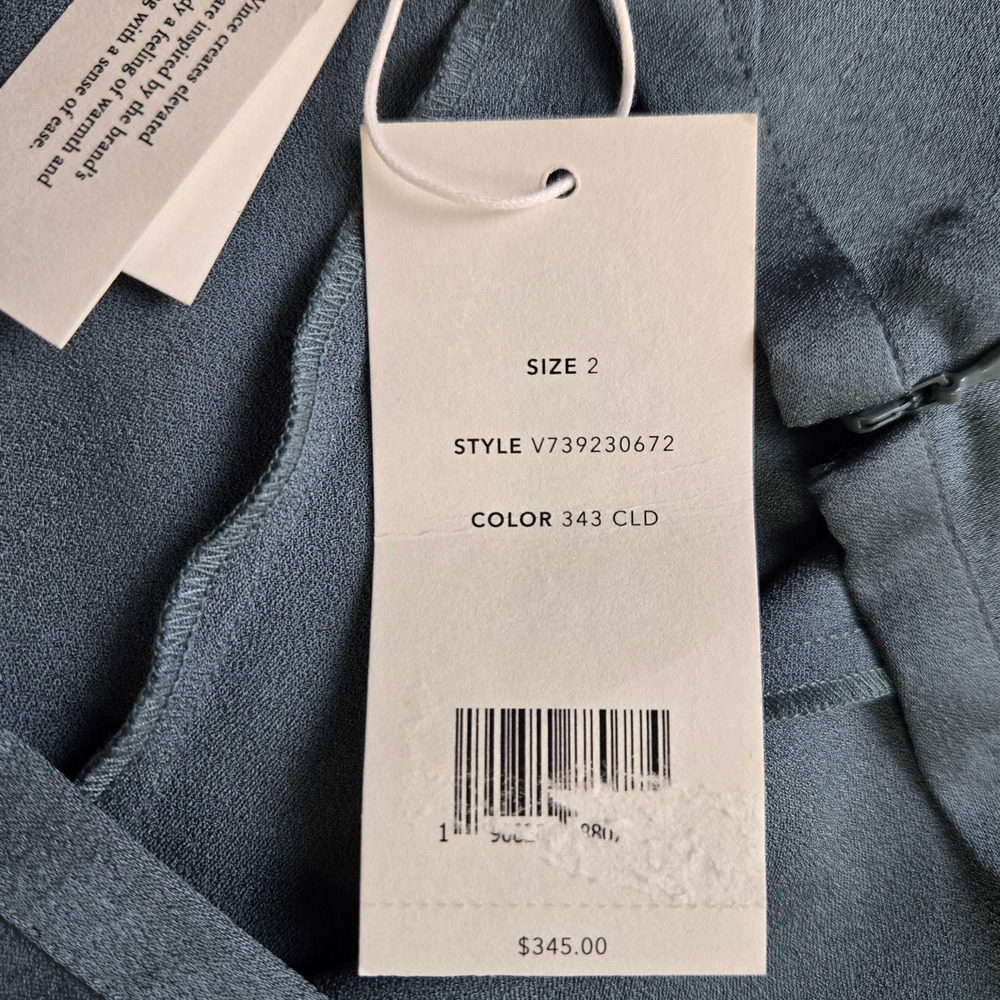 Vince Gray Blue Green Asymmetrical Satin Pleated Modern Luxe Midi Skirt Size 2 - Picture 8 of 12